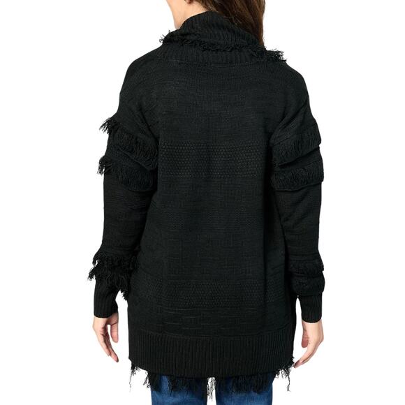 Attitudes by Renee Ruffle Fringe Cardigan in Black NEW Size Medium - Picture 3 of 4